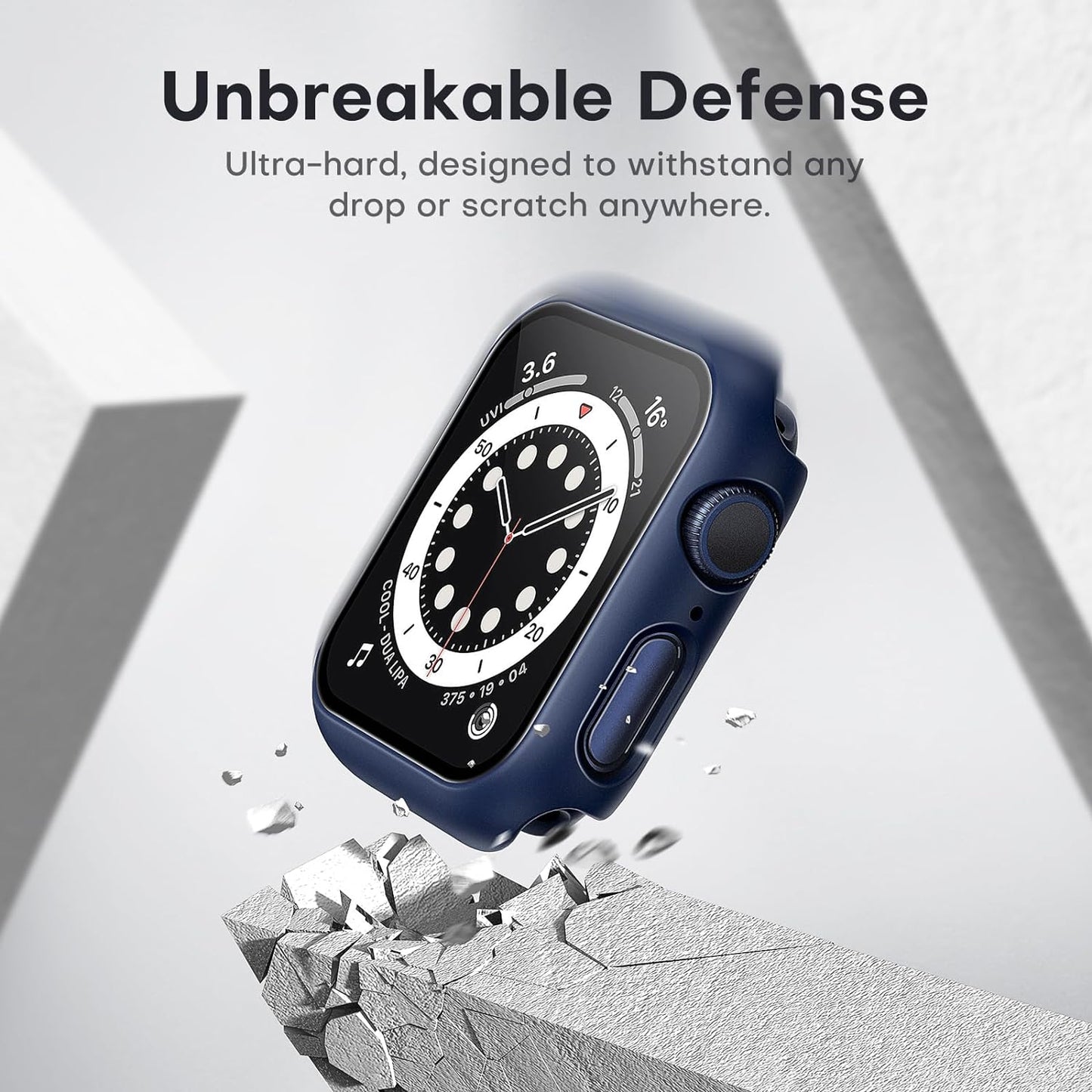 Premium 2-Pack Hard Case for Apple Watch SE/Series 6/5/4 40mm with 9H Tempered Glass Screen Protector - Full Coverage Touch Sensitive Slim Bumper Cover in Blue