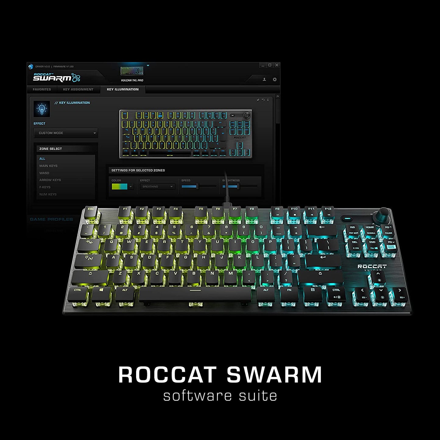 Vulcan TKL Tactile Gaming Keyboard - Compact Tenkeyless Design with Titan Optical Switches, RGB AIMO Lighting, and Durable Aluminum Top Plate - Detachable USB-C Cable - Sleek Black Finish