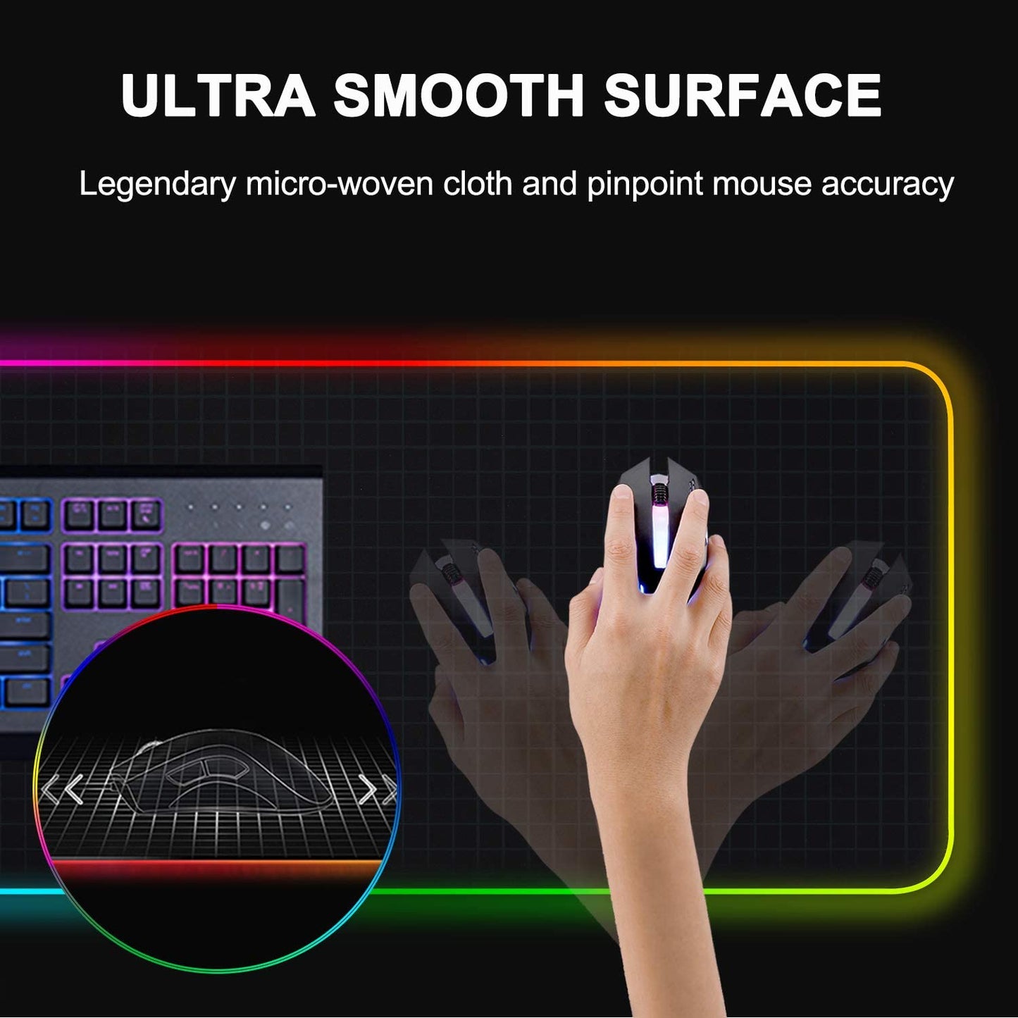 Ultimate Large RGB Gaming Mouse Pad - 14 Vibrant Modes, Oversized LED Glow, Anti-Slip, Waterproof Surface - Extra Large 31.5 x 11.8 Inch Soft Keyboard & Mouse Mat