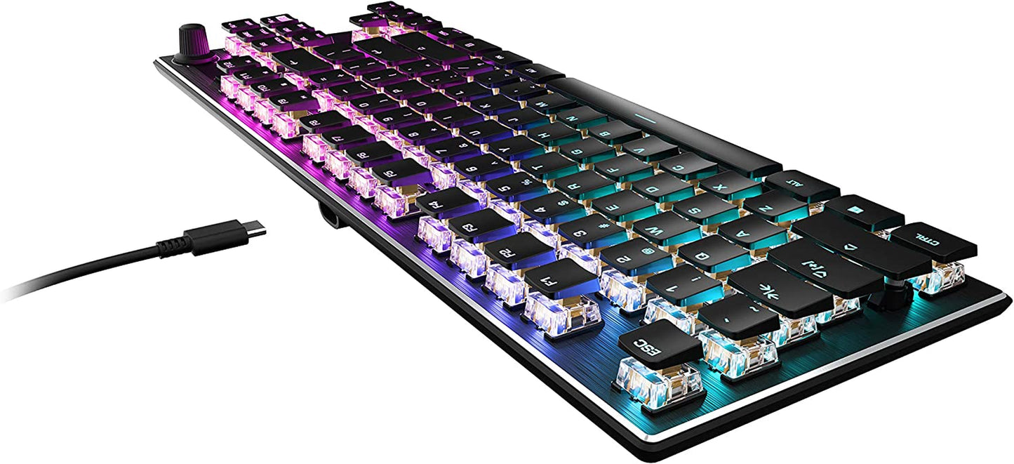 Vulcan TKL Tactile Gaming Keyboard - Compact Tenkeyless Design with Titan Optical Switches, RGB AIMO Lighting, and Durable Aluminum Top Plate - Detachable USB-C Cable - Sleek Black Finish