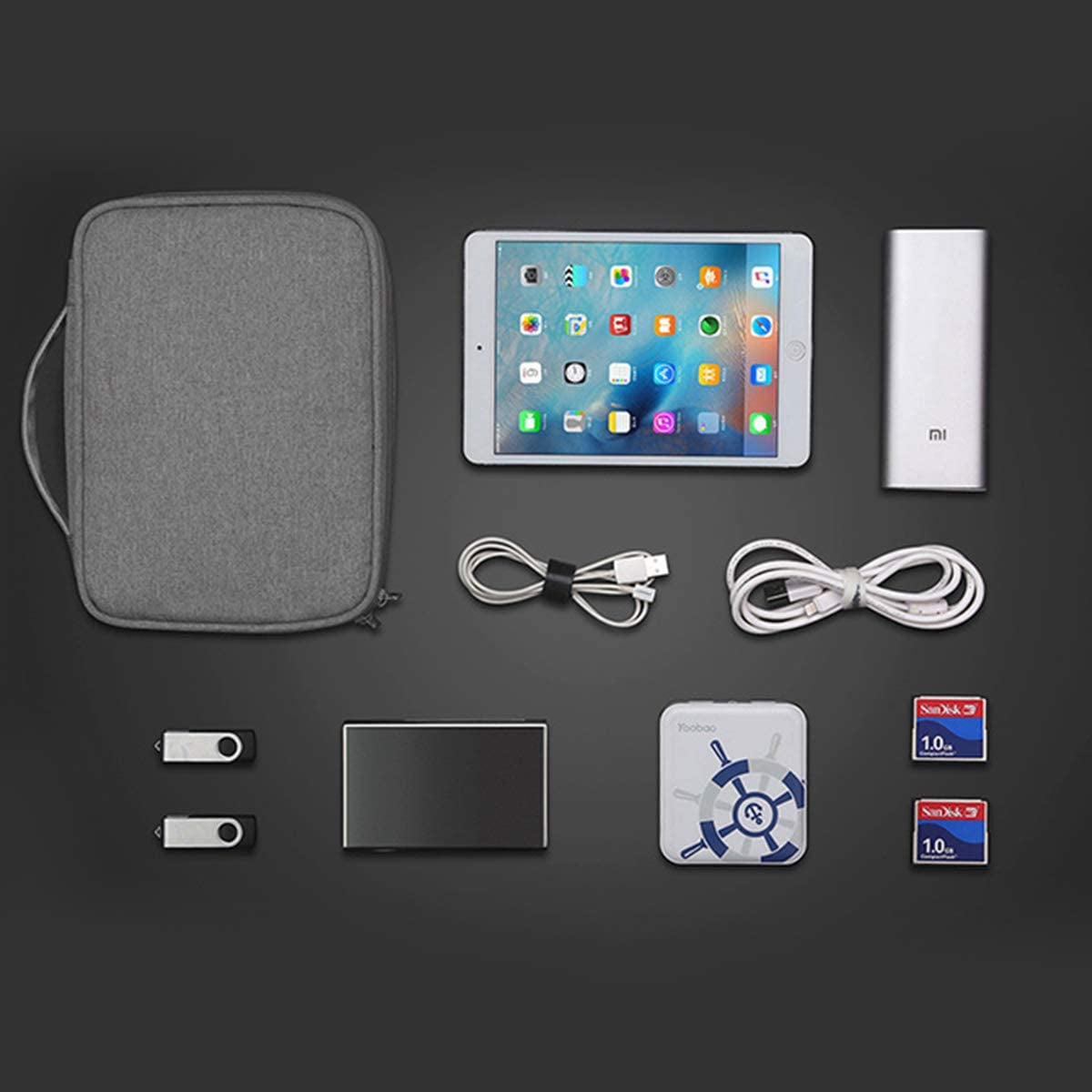 Ultimate Electronics Organizer - Three-Layer Travel Bag for iPad Mini, Kindle, Hard Drives, Cables & Chargers