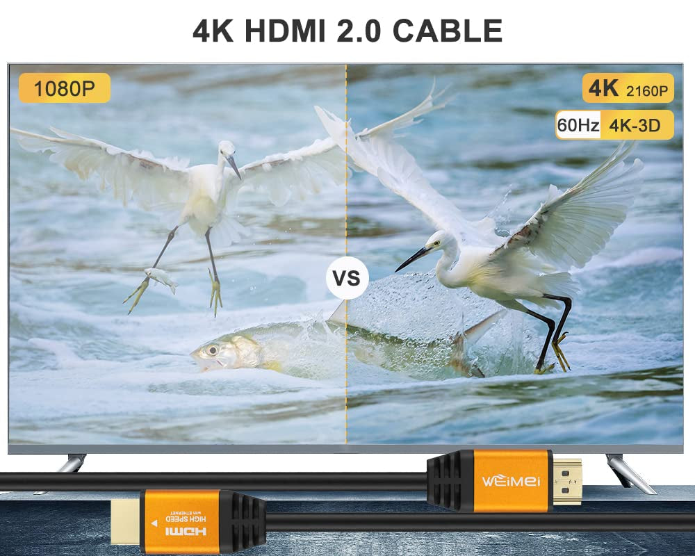 Premium 10 Feet 4K HDMI Cable 2.0 - Ultra HD 2160P, 60Hz, Ethernet & 3D ARC with Gold-Plated Connectors - Variety of Lengths Available (6Ft to 100Ft)
