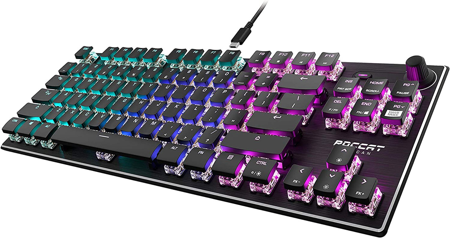 Vulcan TKL Tactile Gaming Keyboard - Compact Tenkeyless Design with Titan Optical Switches, RGB AIMO Lighting, and Durable Aluminum Top Plate - Detachable USB-C Cable - Sleek Black Finish