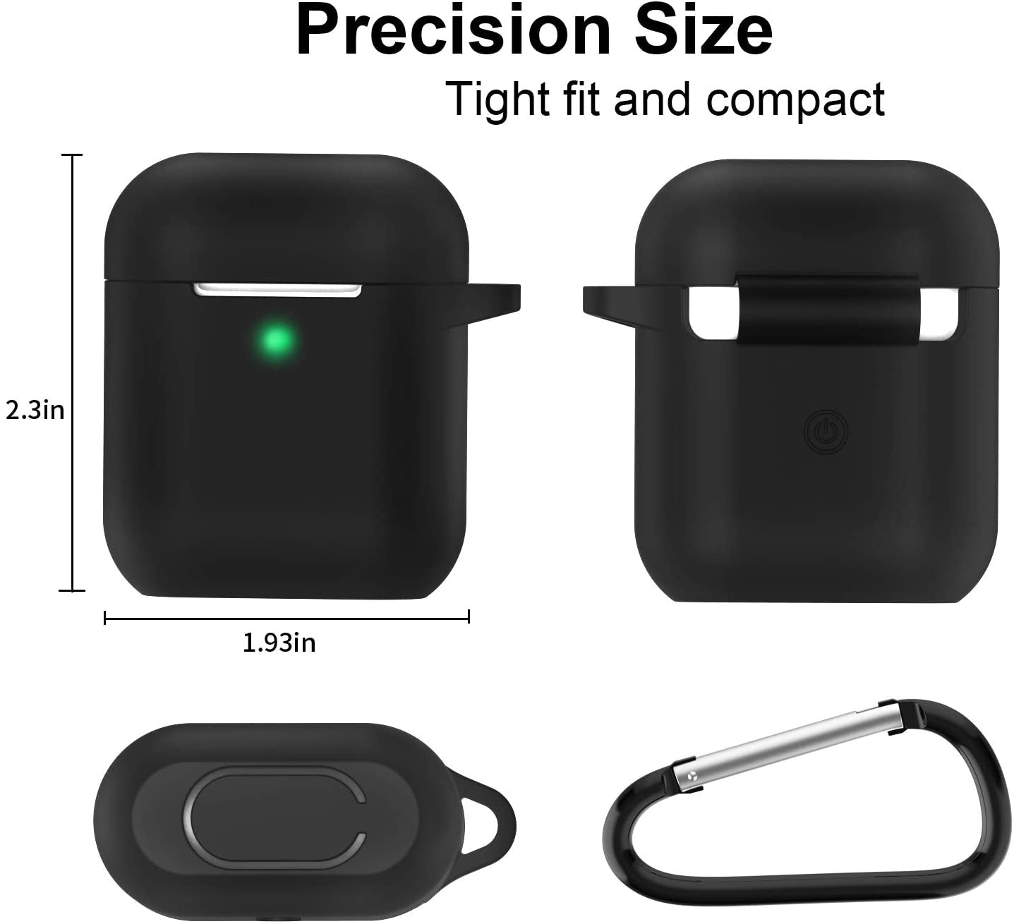 Premium Black Silicone Case for Apple AirPods 1 & 2 - Front LED Visible, Compatible with Wireless & Wired Charging
