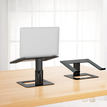 Ergonomic Adjustable Aluminum Laptop Stand - Universal Riser for 10-15.6" Laptops (Black)