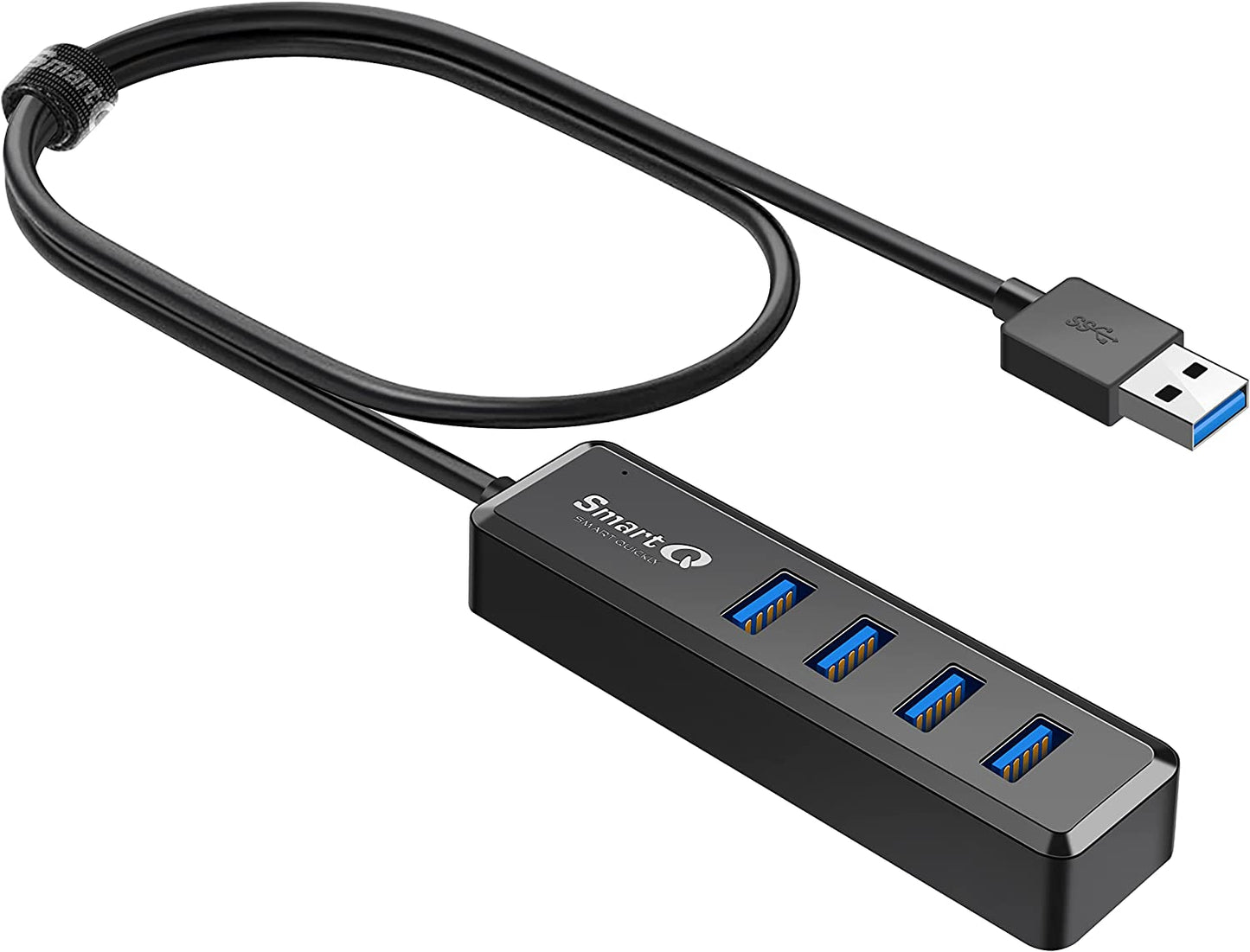 H302S USB 3.0 Hub - 2Ft Cable, Fast Data Transfer Multi-Port Expander for Laptop, Compatible with Windows PC, Mac, Printer, Mobile HDD