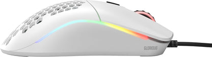 Model O Superlight Wired Gaming Mouse - 67G Honeycomb Design, RGB Lighting, Pixart 3360 Sensor, Omron Switches, Ambidextrous - Matte White