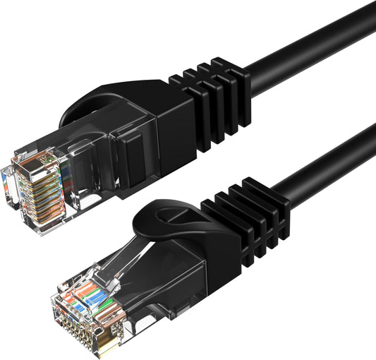 High-Speed Cat6 50FT Ethernet Patch Cable - 550MHz Compatible with PC, Laptop, Router, TV & More - Perfect for Home & Office Use - Black