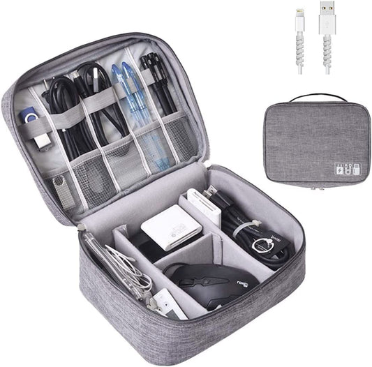 Ultimate Electronics Organizer - Three-Layer Travel Bag for iPad Mini, Kindle, Hard Drives, Cables & Chargers