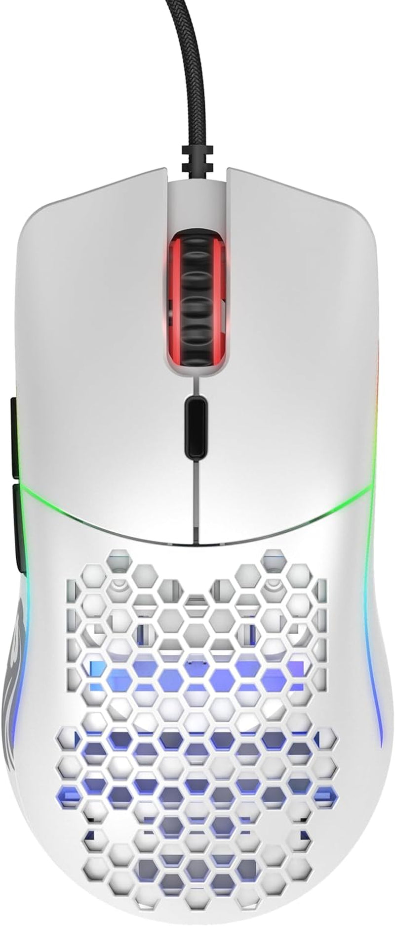 Model O Superlight Wired Gaming Mouse - 67G Honeycomb Design, RGB Lighting, Pixart 3360 Sensor, Omron Switches, Ambidextrous - Matte White