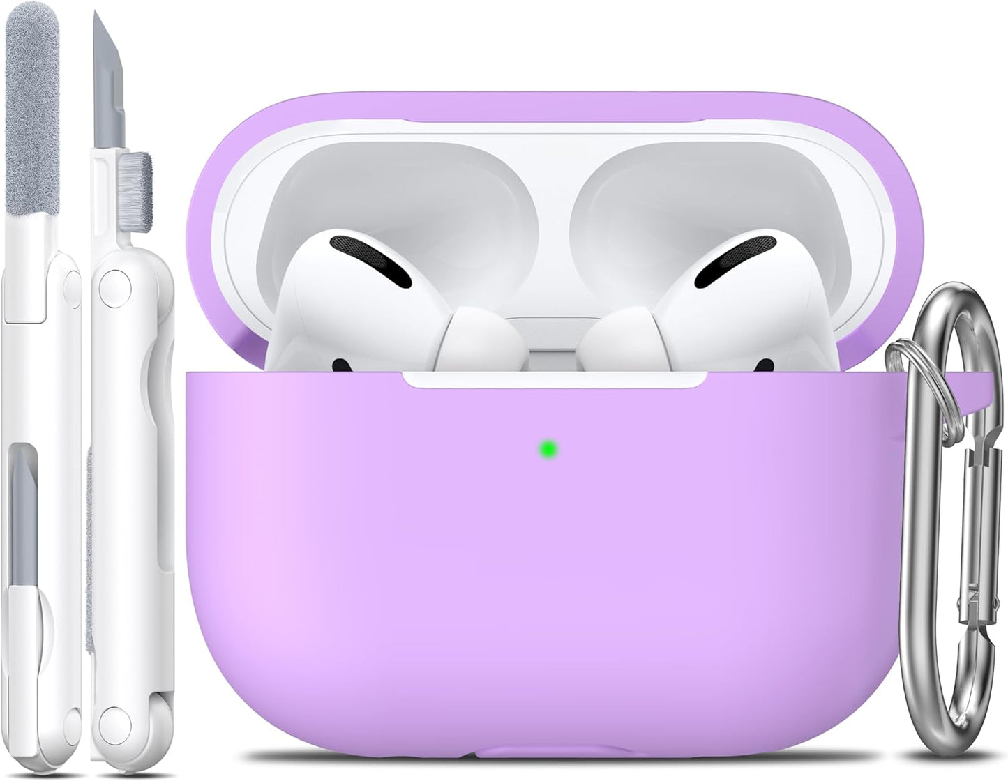 Lavender Silicone Protective Case for AirPods Pro 1st & 2nd Gen with Cleaner Kit and Keychain - Stylish Accessory for Men and Women