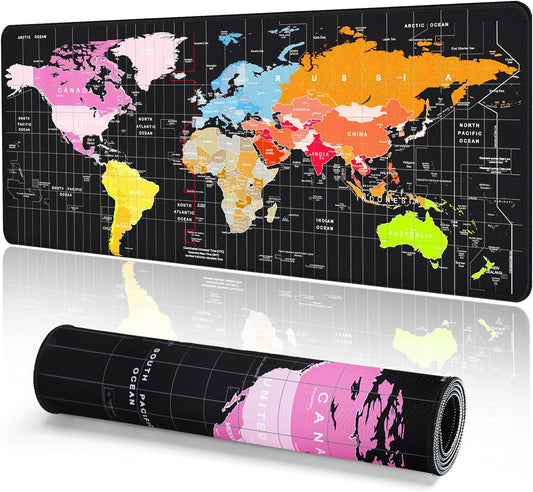 Ultimate XXL Gaming Mouse Pad - 35.4"x15.7" World Map Design, Non-Slip & Waterproof for Gamers - Perfect for Desktop, Office, and Home