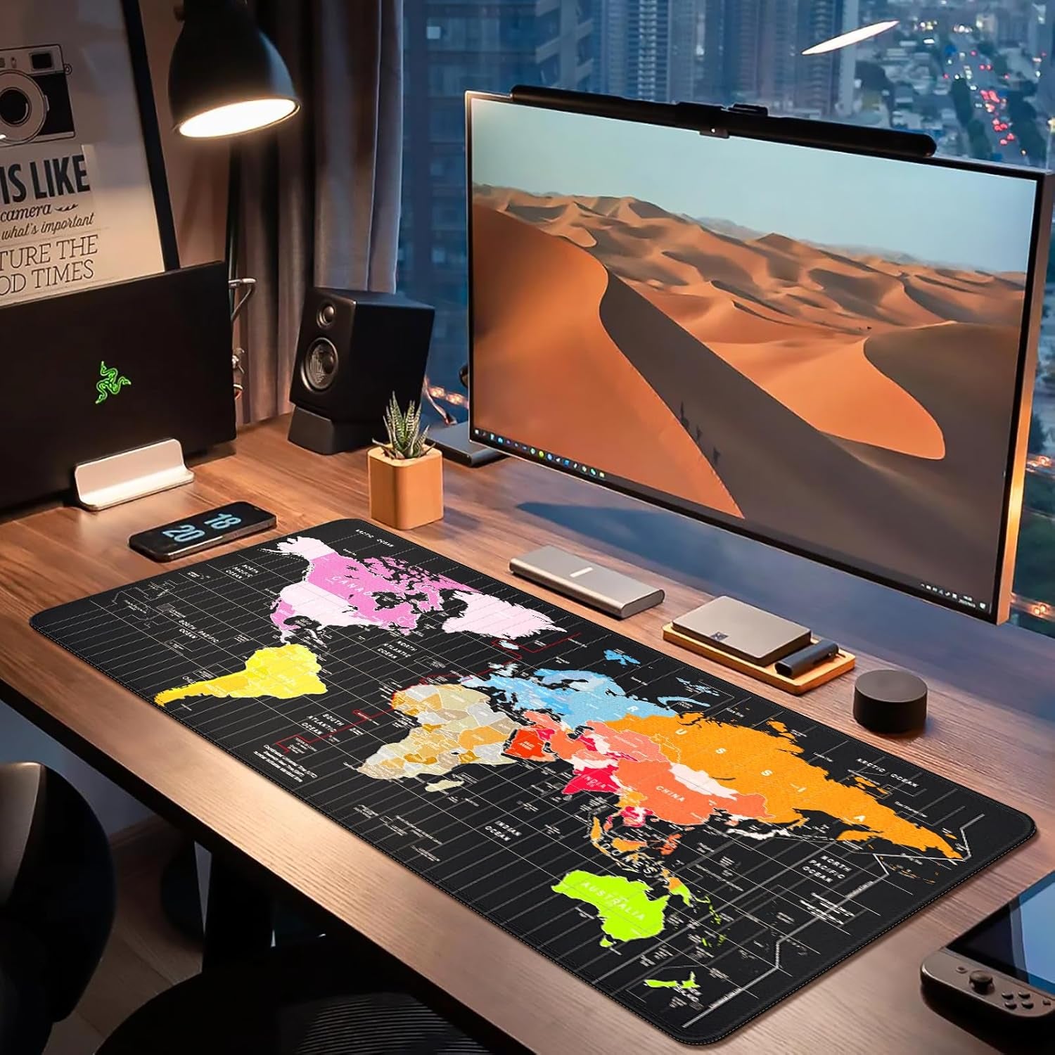 Ultimate XXL Gaming Mouse Pad - 35.4"x15.7" World Map Design, Non-Slip & Waterproof for Gamers - Perfect for Desktop, Office, and Home