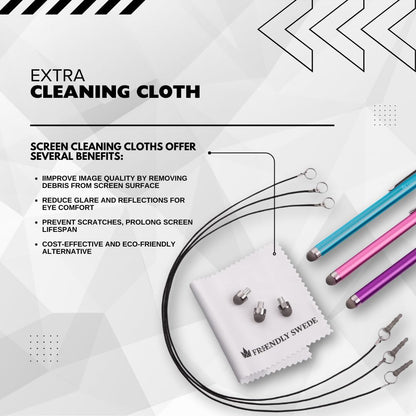 3-Pack Micro-Knit Mesh Tip Stylus Pens for iPad & iPhone - Replaceable Fiber Tip for Smooth Touch Screen Navigation