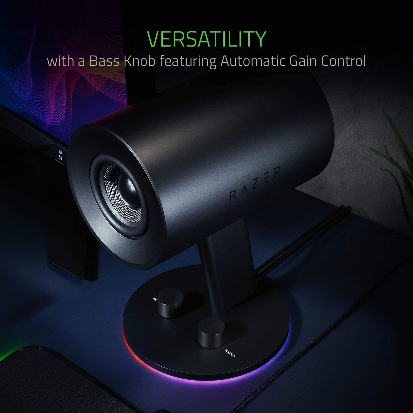 Nommo Chroma - High-Performance 2.0 PC Gaming Speakers with Custom Glass Fiber Drivers and Rear-Facing Bass Ports - Adjustable Bass Knob and Chroma Lighting - Sleek Black Design