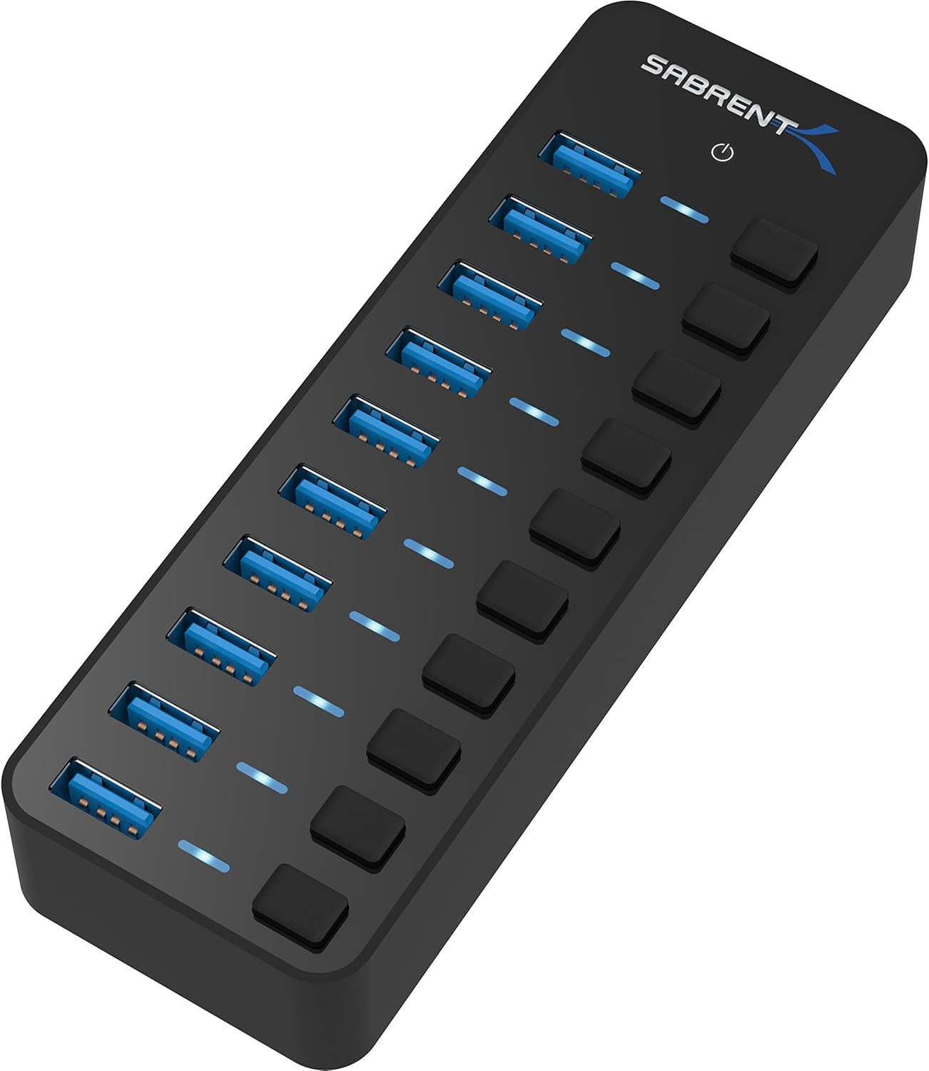 10-Port USB 3.0 Hub with Individual Power Switches & LEDs - 60W Power Adapter Included