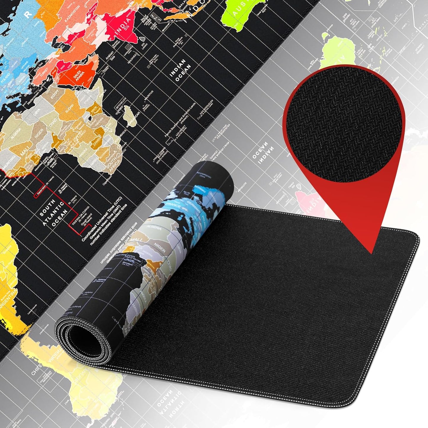 Ultimate XXL Gaming Mouse Pad - 35.4"x15.7" World Map Design, Non-Slip & Waterproof for Gamers - Perfect for Desktop, Office, and Home