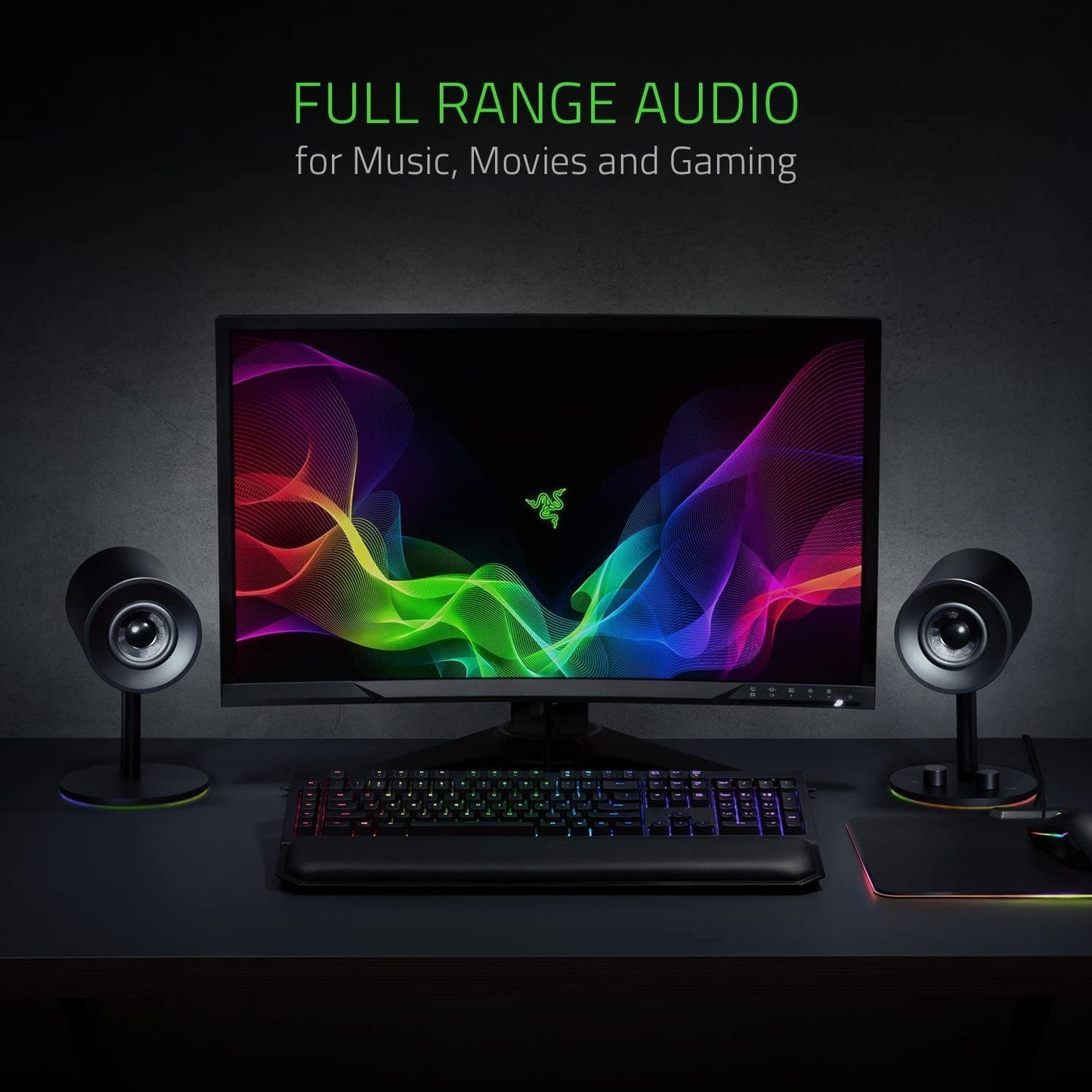 Nommo Chroma - High-Performance 2.0 PC Gaming Speakers with Custom Glass Fiber Drivers and Rear-Facing Bass Ports - Adjustable Bass Knob and Chroma Lighting - Sleek Black Design