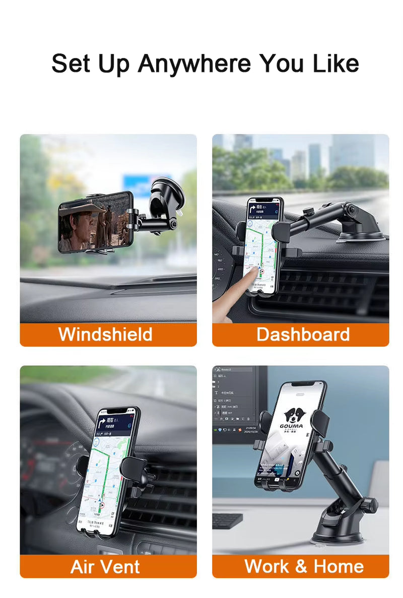 2023 Universal 360° Car Phone Holder - Suction Mount for 4-7 Inch Smartphones - Dashboard & Windshield Stand