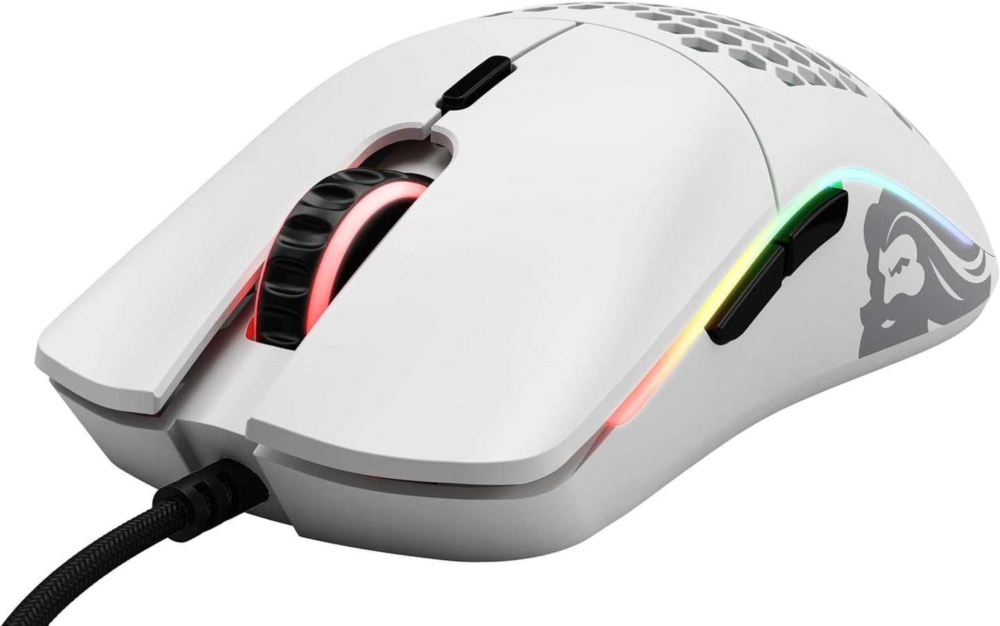 Model O Superlight Wired Gaming Mouse - 67G Honeycomb Design, RGB Lighting, Pixart 3360 Sensor, Omron Switches, Ambidextrous - Matte White